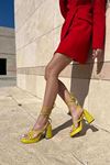 Rocca Kadın Mat Deri Platform Topuklu Sandalet Limon Sarısı