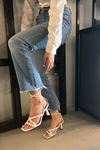 Lemora Kadın Mat Deri Topuklu Sandalet Beyaz