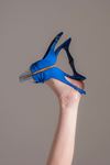 Molle Kadın Saten Topuklu Ayakkabı Saks Mavisi