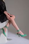 Slope Kadın Saten Topuklu Ayakkabı Yeşil