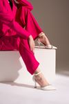 Elane Kadın Mat Deri Topuklu Ayakkabı Beyaz