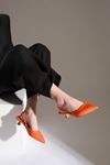 Salete Kadın Saten Topuklu Ayakkabı Turuncu