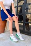Carmila Kadın Triko Bağcıklı Spor Ayakkabı Beyaz-Yeşil