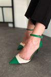 Camas Kadın Mat Deri Topuklu Ayakkabı Yeşil