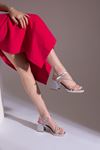 Barina Kadın Saten Topuklu Sandalet Gümüş