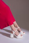 Cidra Kadın Rugan Topuklu Sandalet Beyaz