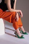 Stella Kadın Saten Topuklu Ayakkabı Yeşil
