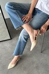 Mari Kadın Saten Topuklu Ayakkabı Bej
