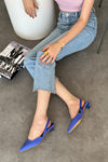 Salete Kadın Saten Topuklu Ayakkabı Saks Mavisi
