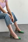 Merida Kadın Kot Malzeme Topuklu Ayakkabı Yeşil
