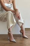 Lossi Kadın Mat Deri Topuklu Ayakkabı Gümüş